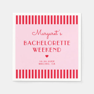 Retro Rosa & Red Rand Bachelorette Helg Pappersservett