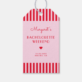 Retro Rosa & Red Rand Bachelorette Helg Presentetikett