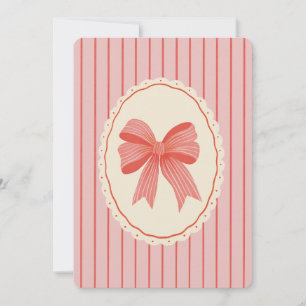 Retro Rosa & Red Stripe Bow 2 Photo Girly Family Julkort