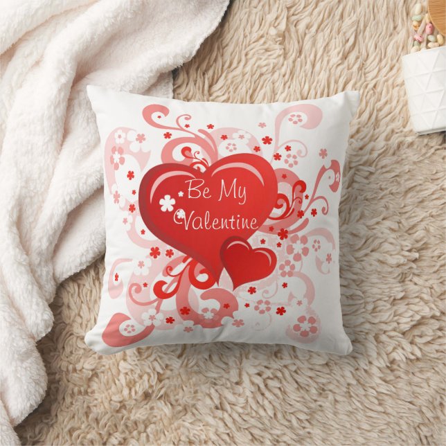 Retro Rosa Red Valentine Day Dekorativ kudde (Filt)