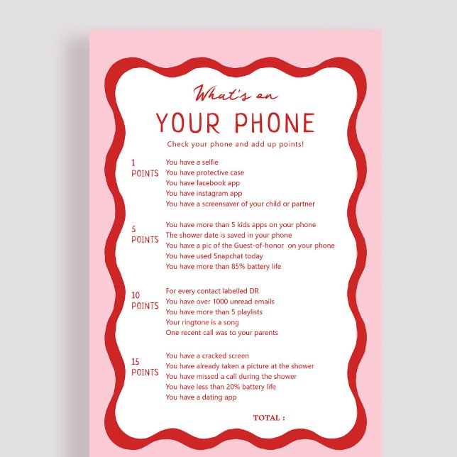 Retro Rosa Red What's on your Mobil Game (Skapare uppladdad)