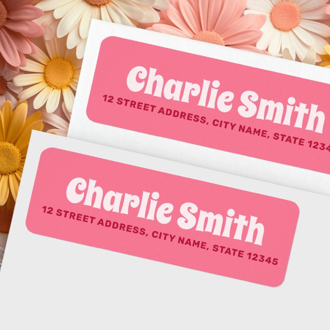 Retro rosa returadress returadress etikett (Retro pink return address label)