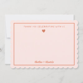 Retro Rosa&Röd Handskriven Bröllop Tack  Kort