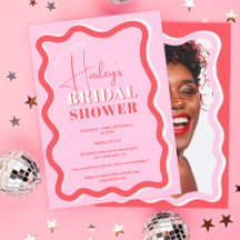 Retro rosa röd kurvbläddring vågigt möhippa