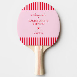 Retro rosa & röda ränder möhippa pingisracket