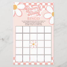 Retro Rosa Rutig Bebis Bjudning Bingo