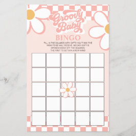Retro Rosa Rutig Bebis Bjudning Bingo Flygblad