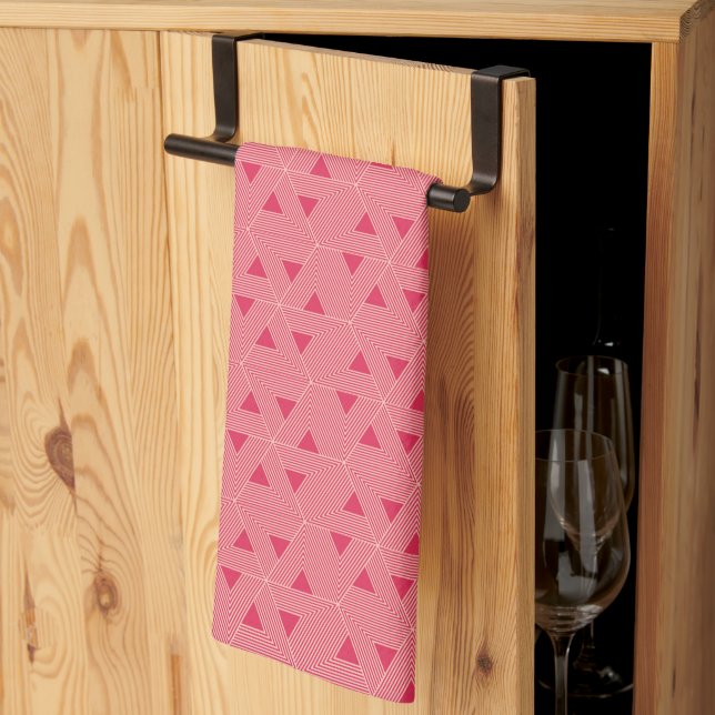 Retro Rosa Sakura Japan Triangle Geometric Mönster Kökshandduk (Thirds Fold)