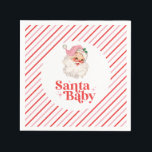 Retro Rosa Santa Baby christmas babydusch Pappersservett<br><div class="desc">rosa jultomten Baby,  temat babydusch pappra party-servar.</div>