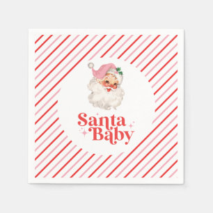 Retro Rosa Santa Baby christmas babydusch Pappersservett