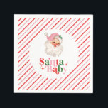 Retro Rosa Santa Baby christmas babydusch Pappersservett<br><div class="desc">rosa jultomten Baby,  temat babydusch pappra party-servar.</div>