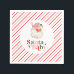 Retro Rosa Santa Baby christmas babydusch Pappersservett<br><div class="desc">rosa jultomten Baby,  temat babydusch pappra party-servar.</div>