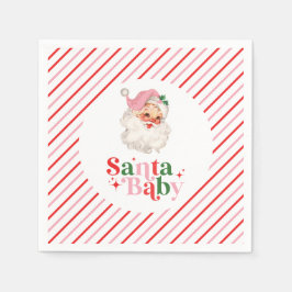 Retro Rosa Santa Baby christmas babydusch Pappersservett