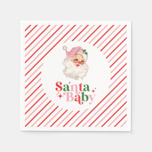 Retro Rosa Santa Baby christmas babydusch Pappersservett