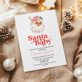 Retro Rosa Santa Baby Holiday Baby Shower Inbjudningar