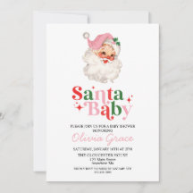 Retro Rosa Santa Baby Holiday Baby Shower