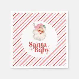 Retro Rosa Santa Baby jul baby shower Pappersservett