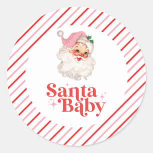 Retro Rosa Santa Baby jul baby shower Runt Klistermärke