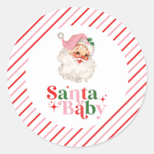 Retro Rosa Santa Baby jul baby shower Runt Klistermärke