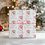 Retro Rosa Santa personlig Presentpapper<br><div class="desc">Retro Rosa Santa personlig som slår papper.</div>
