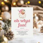 Retro Rosa Santa, vilken roligt födelsedag? Inbjudningar<br><div class="desc">Vilken Roligt! Retro rosa jultomtens födelsedagsinbjudan.</div>