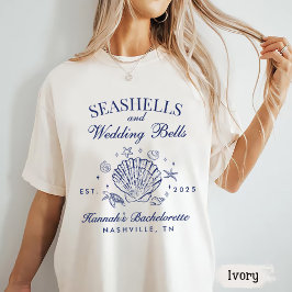 Retro Rosa Seashells & Bröllop Klockor Bachelorett T Shirt