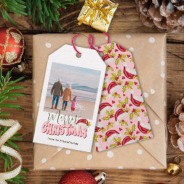 Retro Rosa Simple Photo Festive God jul Presentetikett
