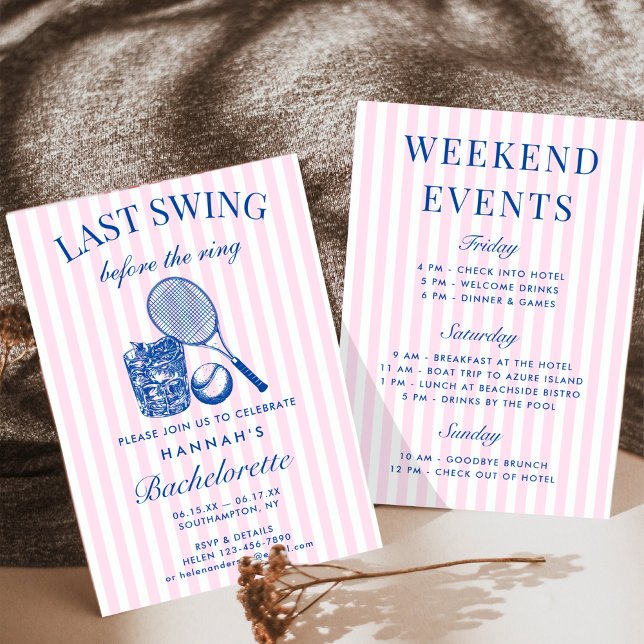 Retro Rosa Sista Sväng Innan Ring Tennis Bach Inbjudningar (Skapare uppladdad)