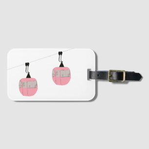 Retro Rosa Ski Gondola Hiss Skiers Bagagebricka