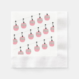 Retro Rosa Ski Gondola Hiss Skiers Pappersservett