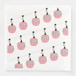 Retro Rosa Ski Gondola Hiss Skiers Pappersservett