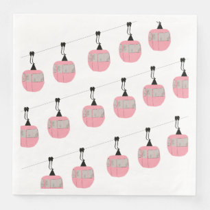 Retro Rosa Ski Gondola Hiss Skiers Pappersservett