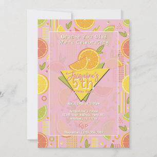 Retro Rosa Sommar Citrus Frukt Födelsedag Inbjudningar