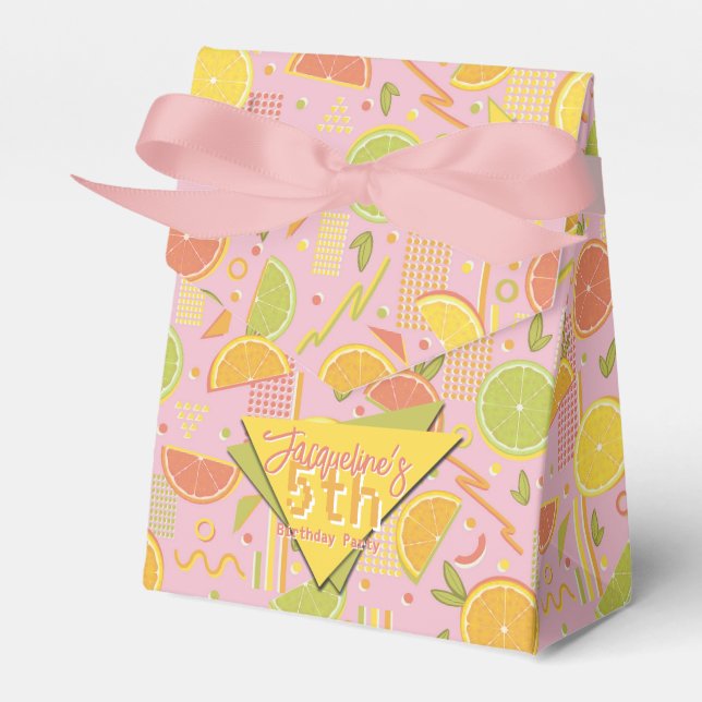 Retro Rosa Sommar Citrus Frukt Födelsedag Presentaskar (Framsidan Sidan)