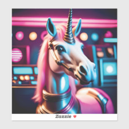 Retro Rosa Space Unicorn Birthday Sticker Klistermärken