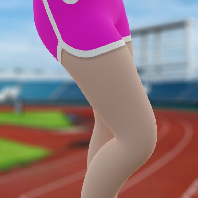 Retro Rosa Sport som kör Kort Leggings (Fun leggings to wear whilst running! Just add a number)