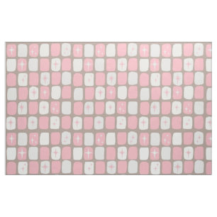 Retro rosa Starbursts kammat bomullstyg Tyg
