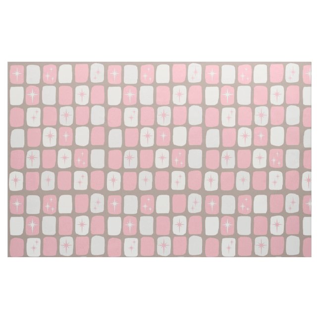 Retro rosa Starbursts kammat bomullstyg Tyg (Fat Quarter)