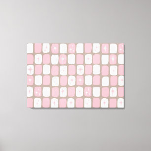 Retro Rosa Starbursts Wrapped Canvas