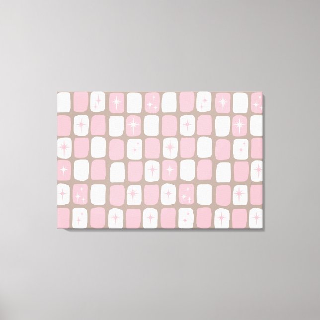 Retro Rosa Starbursts Wrapped Canvas (Framsida)