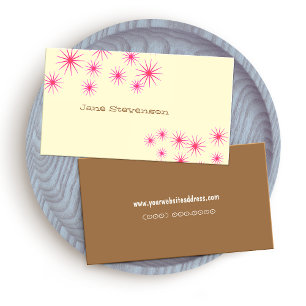 Retro Rosa Stars Whimsical Light Gult Cute Visitkort