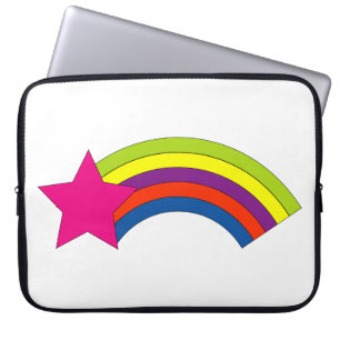 Retro Rosa Stjärnfall Regnbåge Popkonst Laptop Sleeve