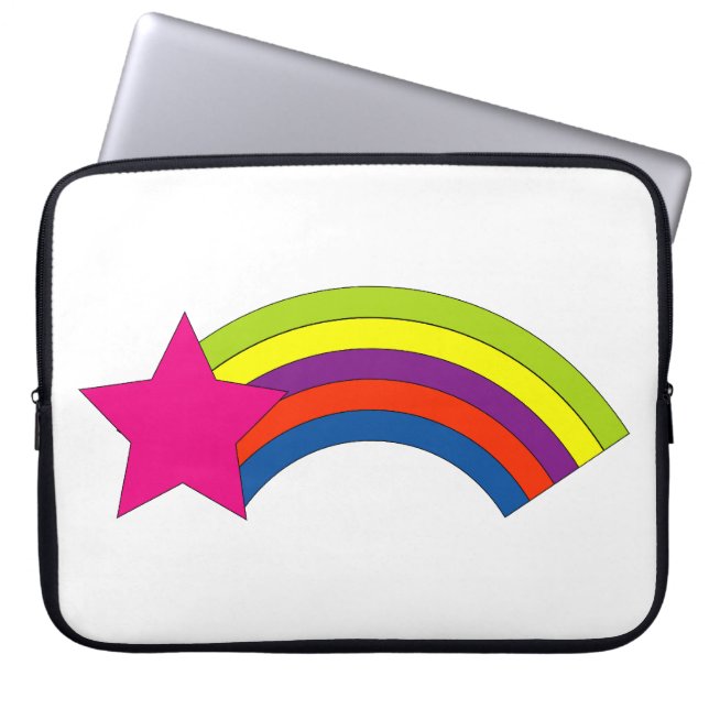 Retro Rosa Stjärnfall Regnbåge Popkonst Laptop Sleeve (Framsidan)