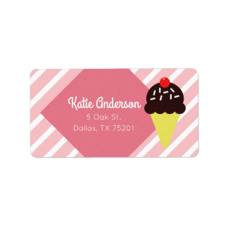 Retro Rosa Stripe Anpassningsbar Adressetiketter f