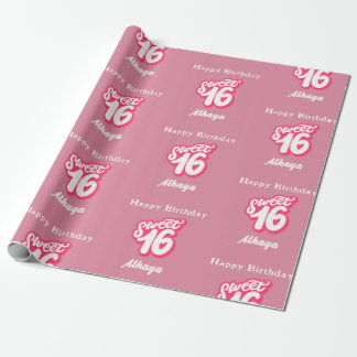 Retro Rosa Sweet 16:e födelsedagen Presentpapper