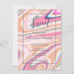 Retro Rosa Swirl Vätskerappning Aestetisk design
