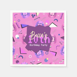 Retro Rosa Tamagotchi Birthday Pappersservett