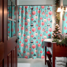 Retro Rosa & Teal jul Shower Curtain