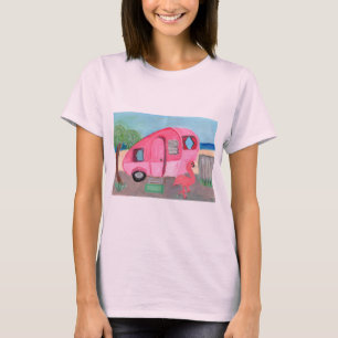 Retro Rosa TearDrop Trailer Art T Shirt