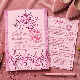 Retro Rosa Tjejer Blir Snälla Möhippa Helg Inbjudningar